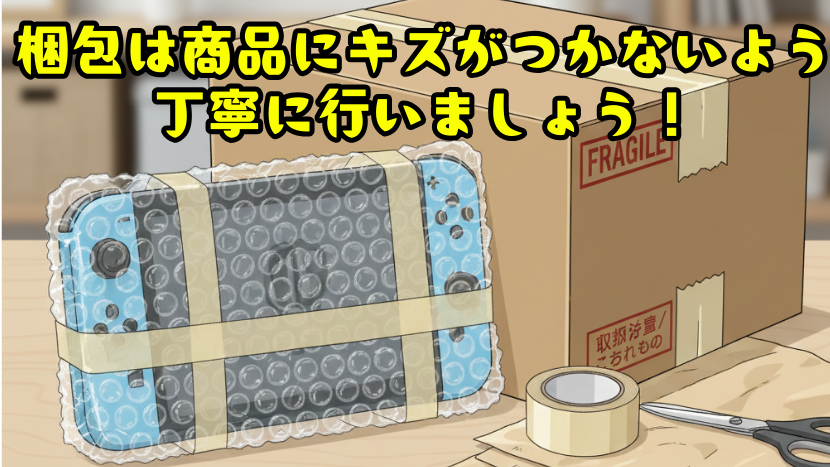 商品にキズがつかないように丁寧に行いましょう